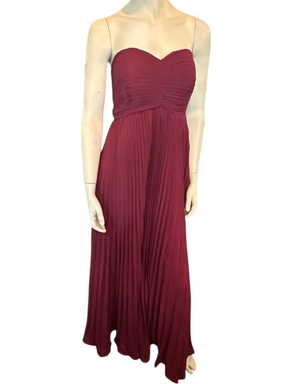 Ryanth Strapless Pleated Dress Wine Size 16 NWT